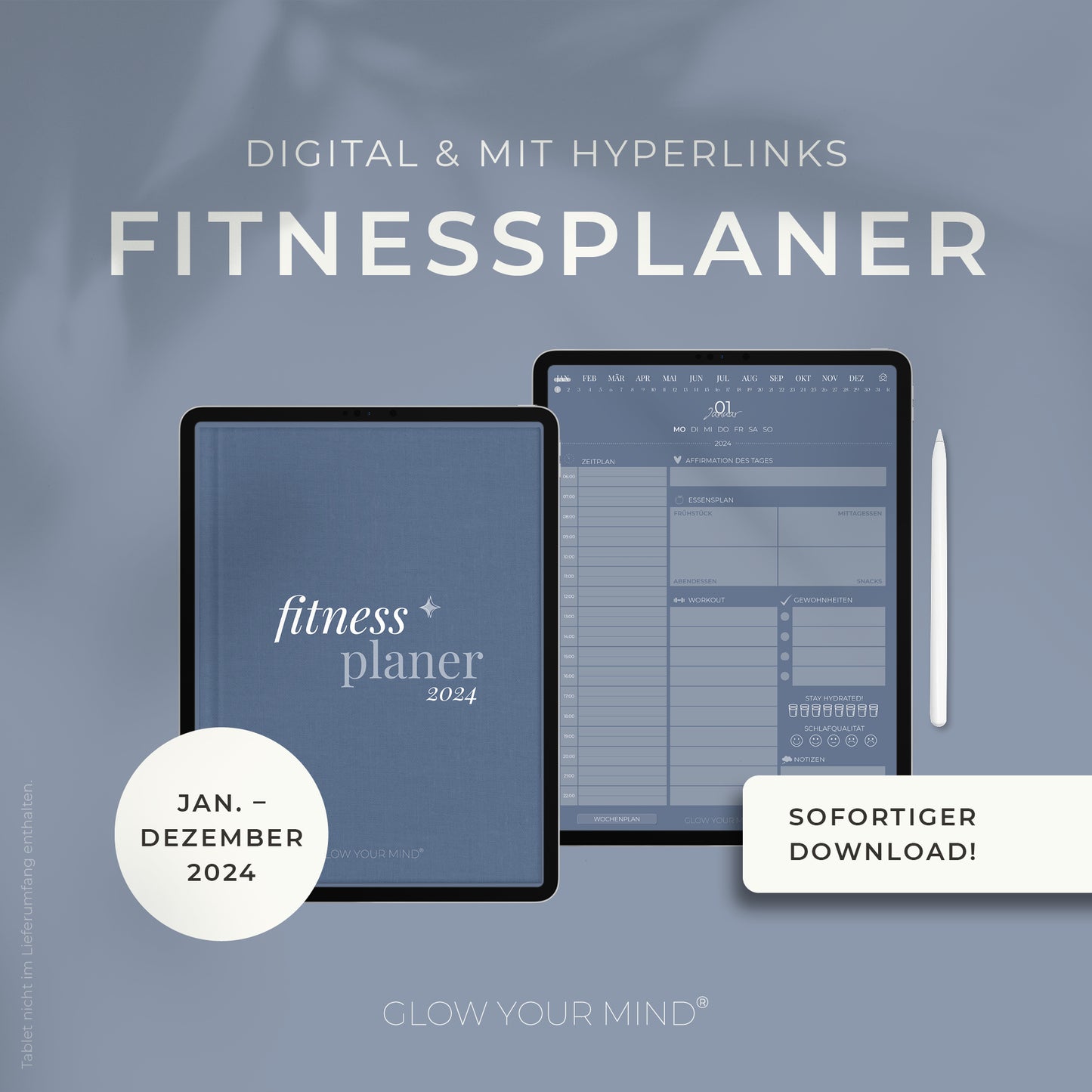 Digitaler Fitnessplaner 2024 | für Tablets