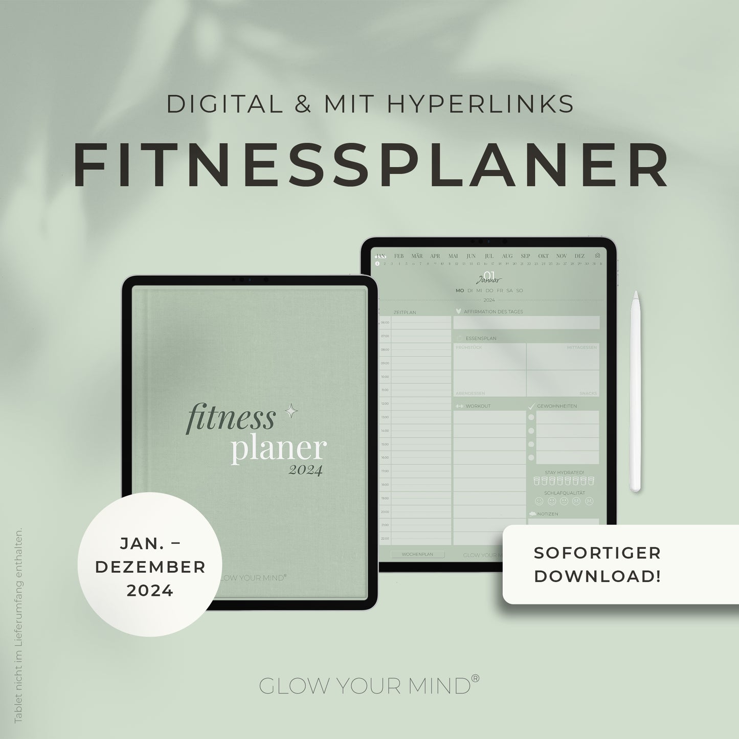 Digitaler Fitnessplaner 2024 | für Tablets