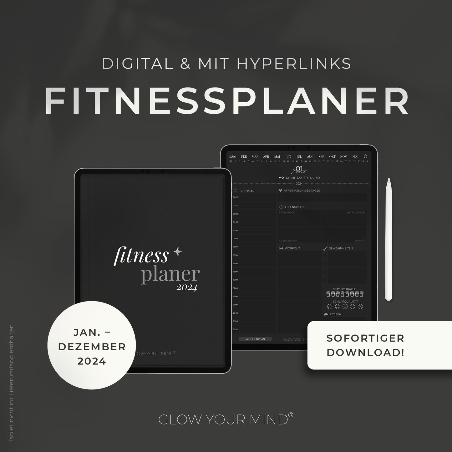 Digitaler Fitnessplaner 2024 | für Tablets