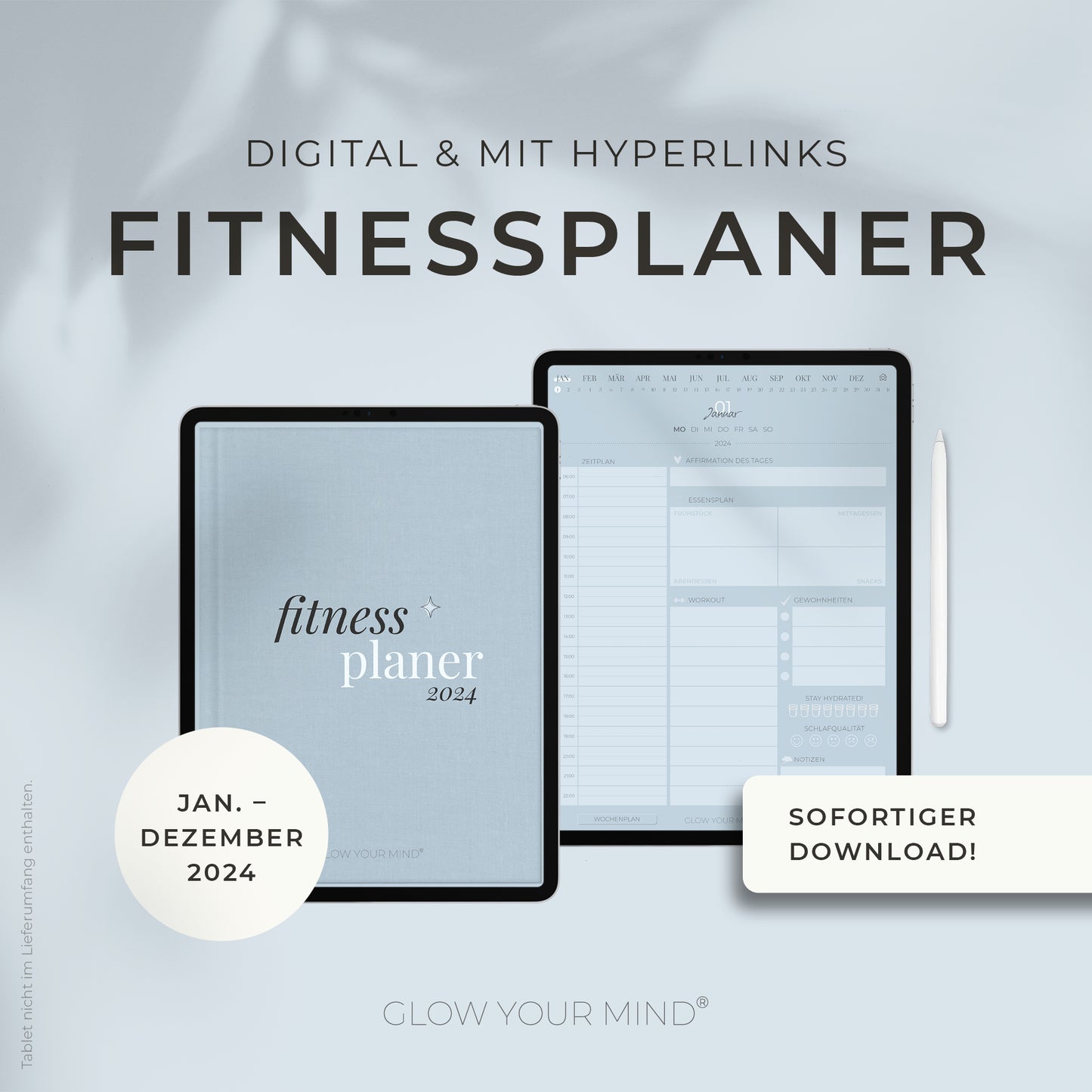 Digitaler Fitnessplaner 2024 | für Tablets