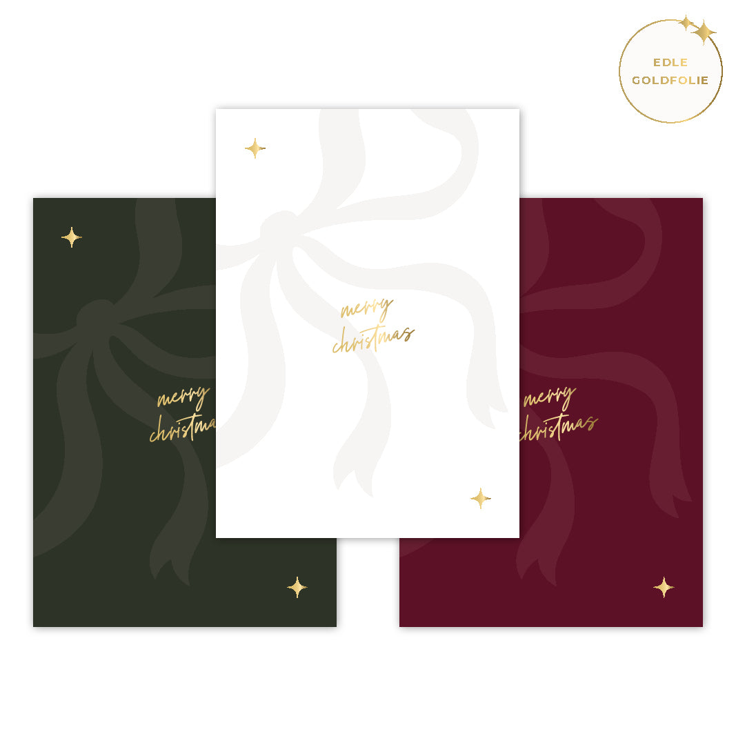 3er-Postkarten-Set „Golden Merry Christmas"