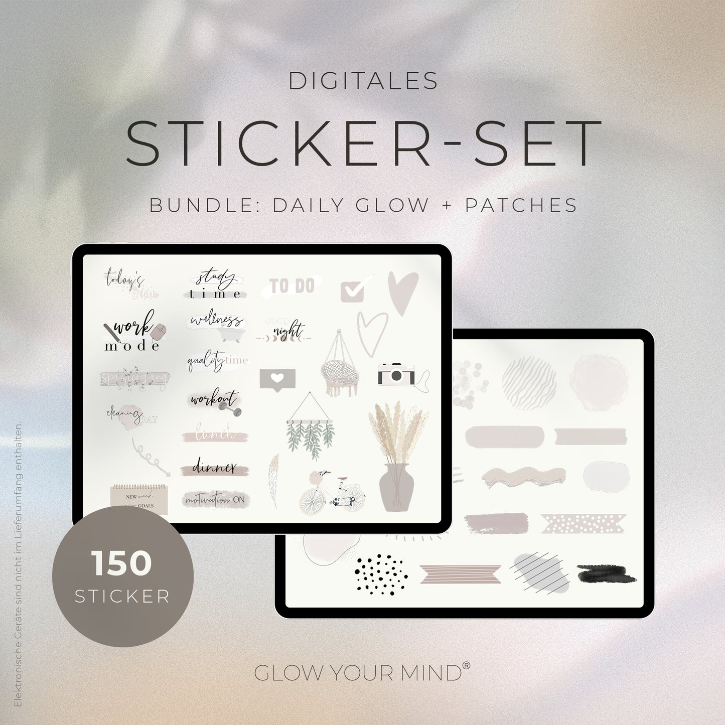 Digitales Sticker-Set [ DAILY GLOW ] inkl. GoodNotes Stickerbuch